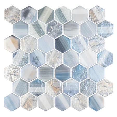 Andova Tiles SAMPLE- Rochelle 2 in. Hex Glass Mosaic Wall Tile SAM-ANDROC1007